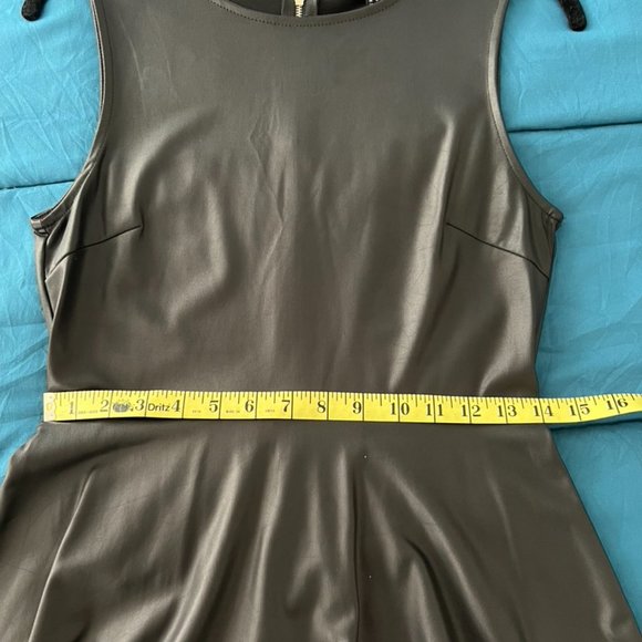 Faux Leather Skater Dress - Black - Picture 4 of 6